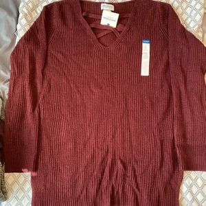 Burgundy waffle knit sweater